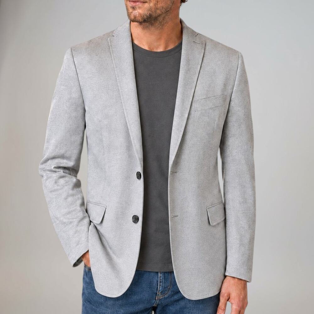 New Calvin Klein 44-46R Mens Heathered Gray Cotton Blend Casual Blazer 1/4 Lined - Picture 1 of 15